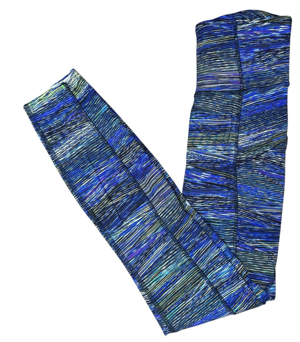 Lululemon Wunder Under Leggings Womens 2 Blue Multicolor Space Dye Yoga Pants